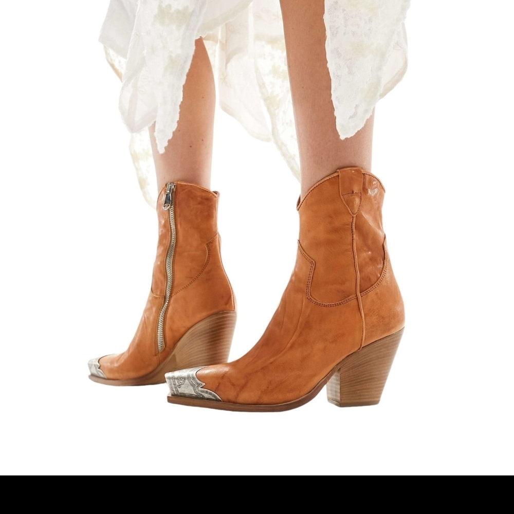 Free People Brayden Leather Western Boots With Toecap